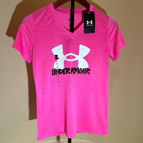 NWT Under Armour Pink Short Sleeve Shirt Tees Women - Picture 1 of 4
